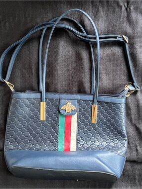 Quilted Navy Shoulder Bag